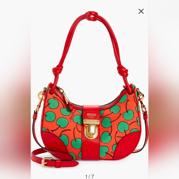 Moschino Handbags - MOSCHINO® Couture All-Over Cherry Print Canvas Hobo Bag
